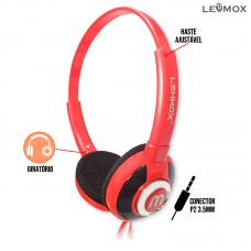 Fone de Ouvido Headphone P2 Estéreo Giratório Ajustável Drivers 30mm LEF-1028 Lehmox - Vermelho